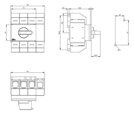 SIEMENS Lasttrennschalter 63A 4p IP10 3KD0343-2LG20-3 Wart/Rep SichSchalt