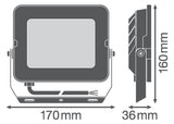 LEDVANCE LED-Anbaustrahler 50W Konv 1LED FL COMP V 50W 830 SYM 100 BK sw 3000K