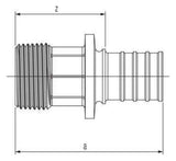 Rehau Übergang mit AG RAUTITAN, RX+ 25 mm x R 3/4/L 18 | 14563181001