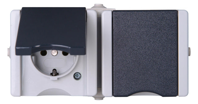 KOPP Steckdose 2f anth mt AP Klappd IP44 PRO AQA 950656001