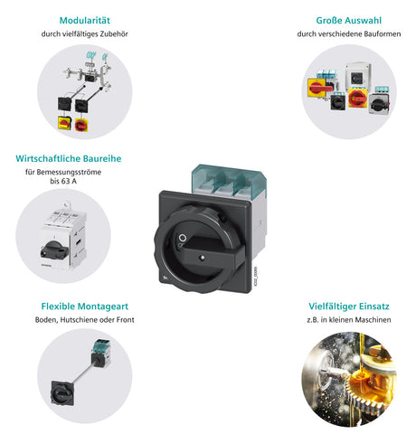 SIEMENS Hauptschalter 32A 3p IP44 m.Geh 3LD3230-0TK13 Wart/Rep SichSchalt