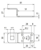 DEHN SE Anschlusslasche Alu unbeh AL ZF B11.11 B5.2 6.5 L81 AL