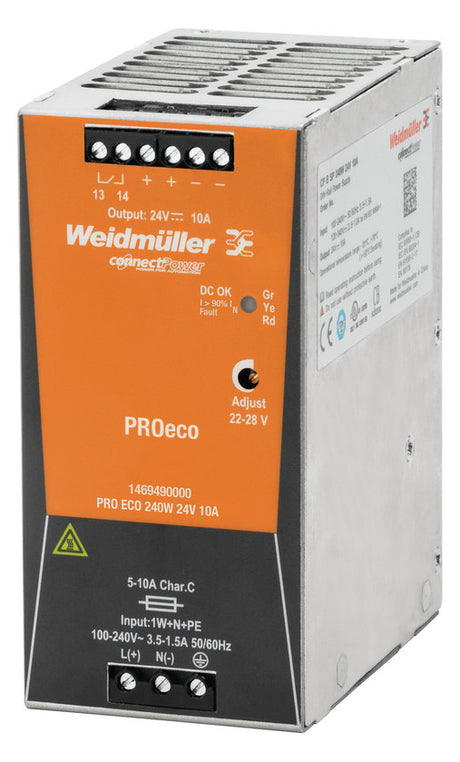 WEIDMÜLLER Gleichstromversorgung 22-28V PRO ECO 240W 24V 10A 240W 10A 266,7VA