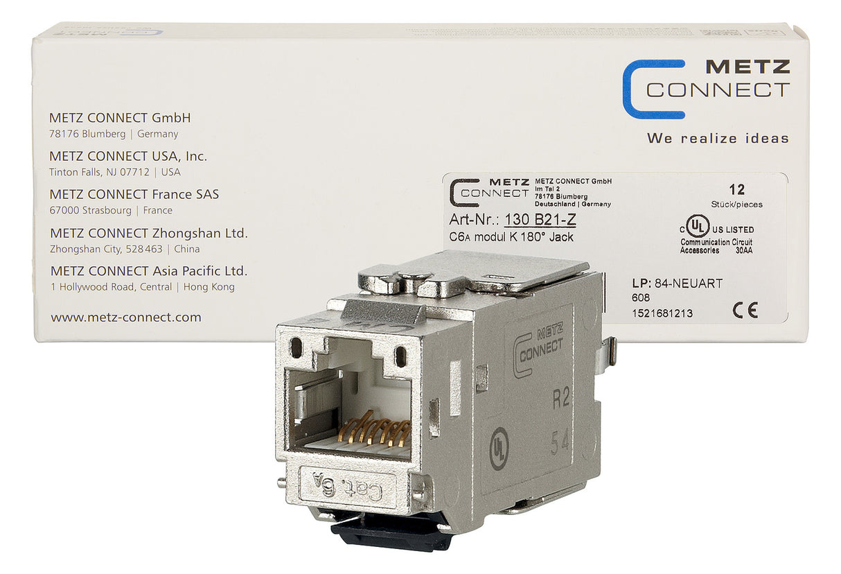 METZ CONNECT Modular-Buchse Cat6A RJ45 130B21-Z 22-26AWG Feldkonf Schirm rnd