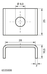 Walraven Unterlegscheibe U-förmig sv 25x28x 10,5 / Loch 9,0 - für 27x18 | 6535008