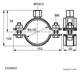 WALRAVEN Schwerlastschelle HD500 BUP 86-92 mm M10/M12 Zweischraubenschelle