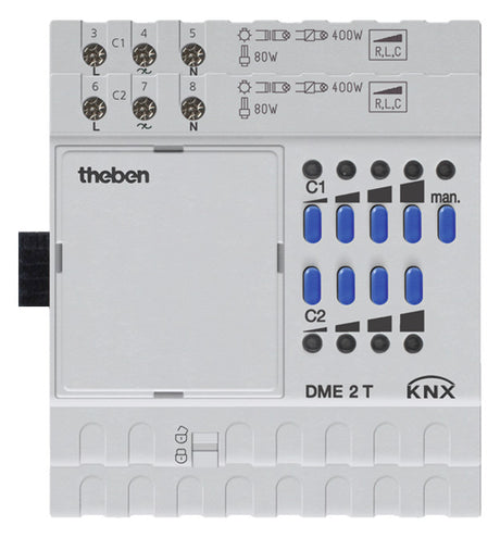 THEBEN Dimmaktor KNX 10-800W REG 4TE uni DME 2 T KNX Handbedien 2Ausg