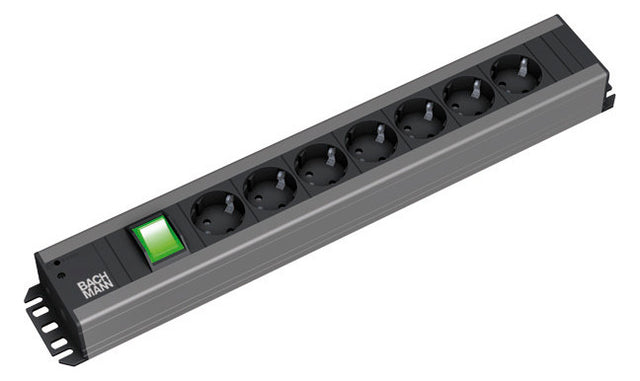 BACHMANN Steckdosenleiste 7f sw 2m 35° 300.007 m.Ein/Aus IP20 1,5qmm
