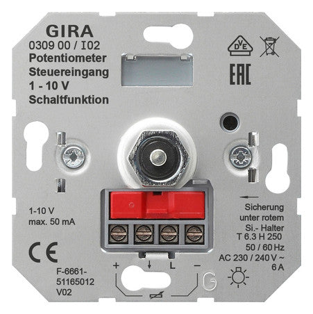 GIRA Lichtregel-Potentiometer UP 6A 230V Einsatz 030900 Dreh/Druckkn 50mA