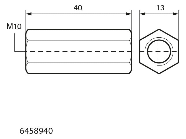 Walraven Gewindemuffe BUP 40x13x13 M10 x 40 mm | 6458940