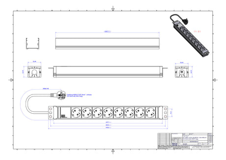 BACHMANN Steckdosenleiste 19 1HE 230V 333.601 8Steckd