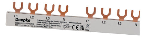 DOEPKE Phasenschiene 3+N 17,8mm 152mm BG4.2.10 10qmm 63A Gabel isol