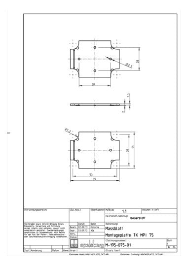 SPELSBERG Montageplatte Verteiler Kst TK MPI-75 lack 59x44mm Lochung