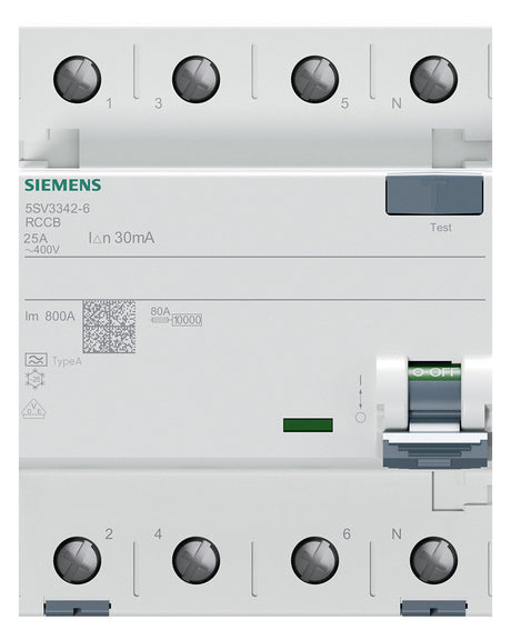 SIEMENS FI-Schutzschalter A 4p 440V 25A 5SV3342-6 0,03A 4TE REG 10kA 1kA/stoß