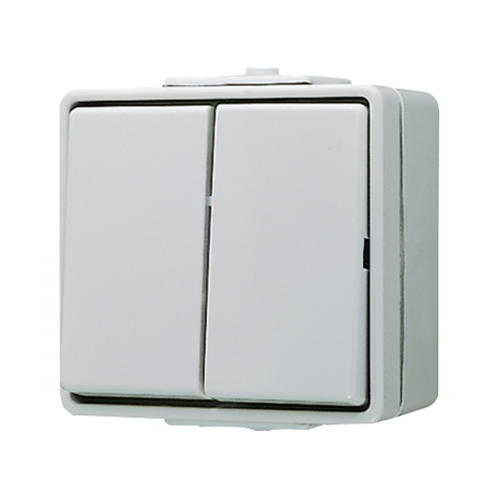 JUNG Wippschalter gr glz AP IP44 2p 2f WG 600 605 W