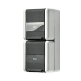 JUNG Steckdose 2f gr glz AP m.BS Klappd WG 800 822 KINAW IP44 BSF vert