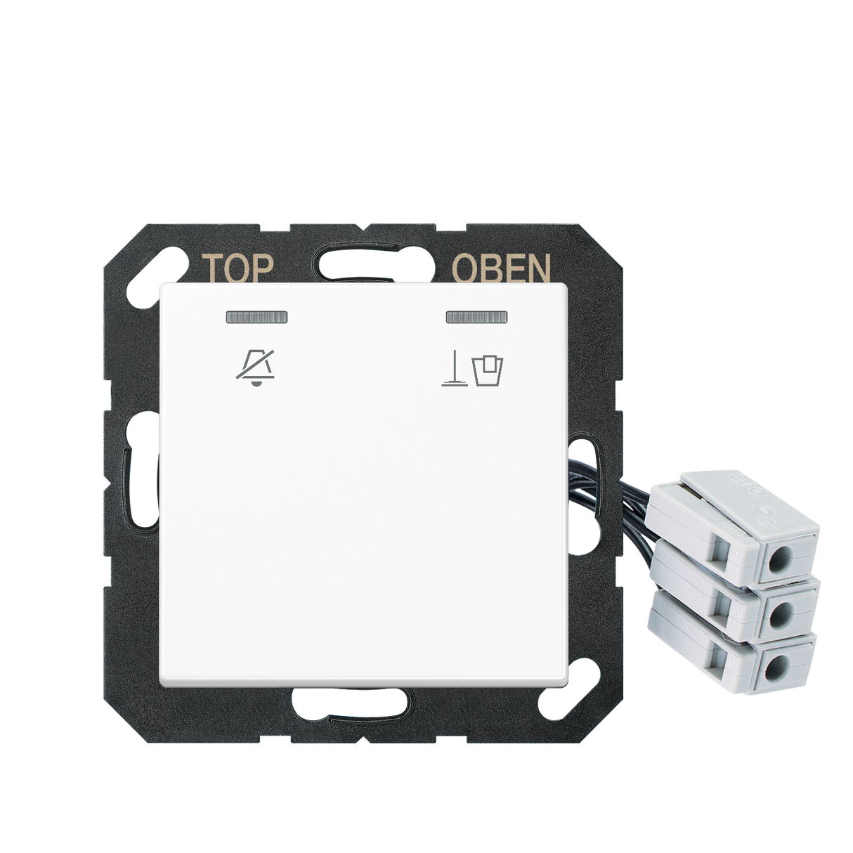 JUNG UP-Hotelabdeckung-Einsatz aws glz A CU KO5 M 24 WW Basis+zentr.Abdeckpl