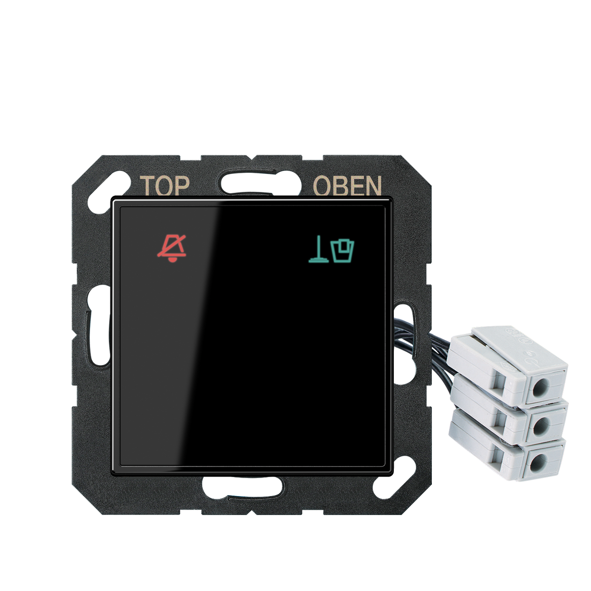 JUNG UP-Hotelabdeckung-Einsatz sw glz A CU KO6 M 24 SW Basis+zentr.Abdeckpl
