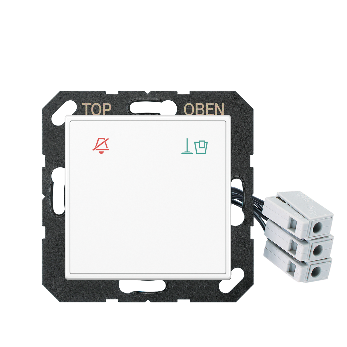 JUNG UP-Hotelabdeckung-Einsatz aws glz A CU KO6 M 24 WW Basis+zentr.Abdeckpl