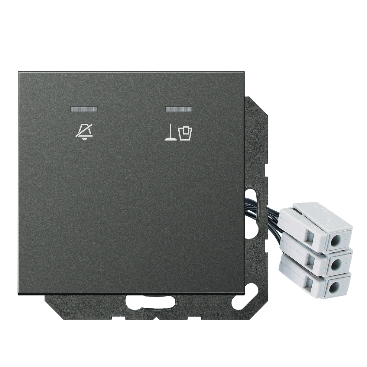 JUNG UP-Hotelabdeckung-Einsatz alu glz LS AL CU KO5 M 230 AN Basis+zentr.Abdeck
