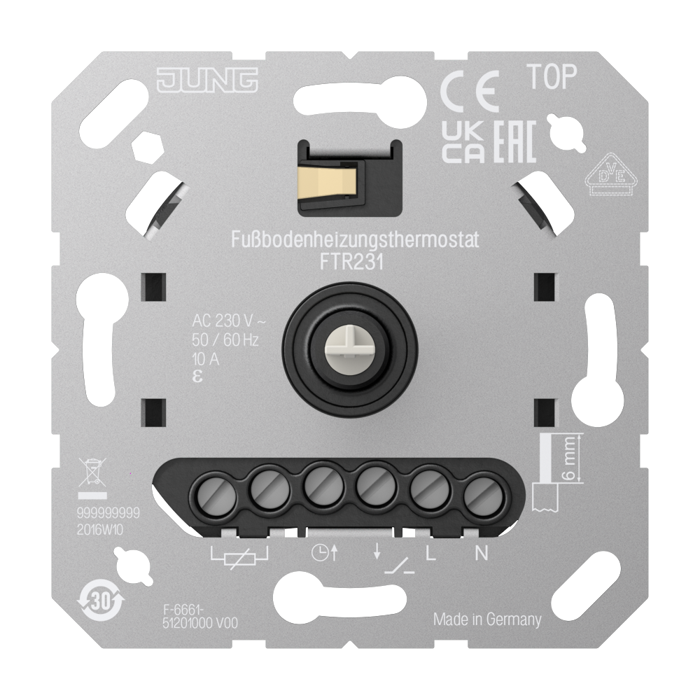 JUNG Raumthermostat 240V 10A Öffner IP20 FTR 231 Widerstandssensor Sensor extern