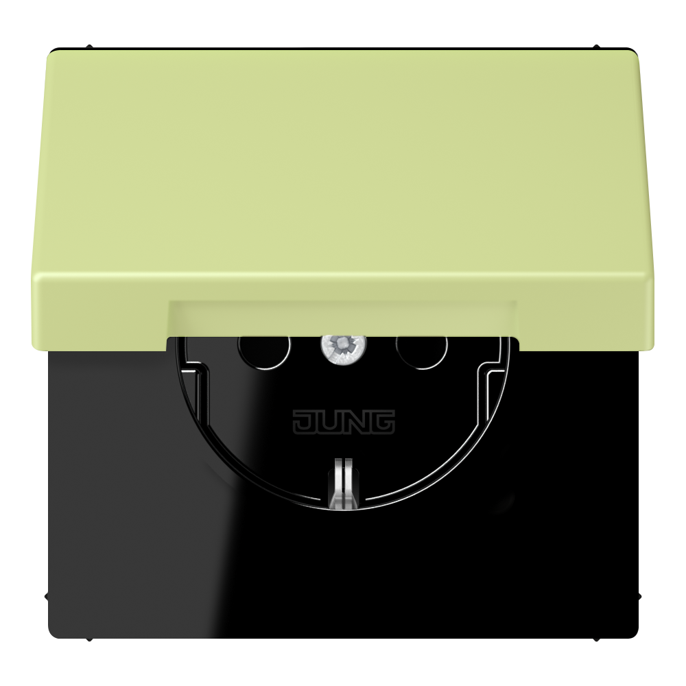 JUNG Steckdose 1f ver_jau_cla UP Klappd LC 1520 BFKL 222 IP20 vert