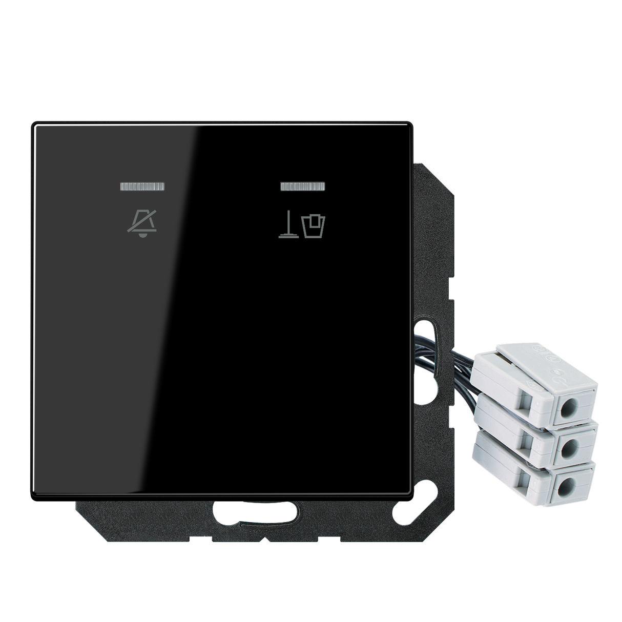 JUNG UP-Hotelabdeckung-Einsatz sw glz LS CU KO5 M 24 SW Basis+zentr.Abdeckpl