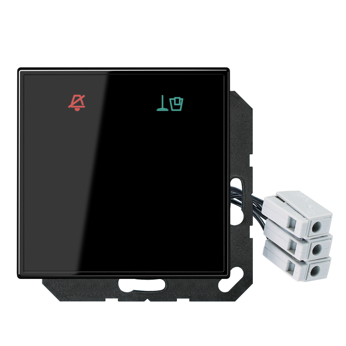 JUNG UP-Hotelabdeckung-Einsatz sw glz LS CU KO6 M 24 SW Basis+zentr.Abdeckpl