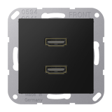 JUNG HDMI-Steckdose UP 2data 2HDMI A M 1133 SWM gra-sw