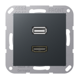 JUNG HDMI-Steckdose UP Kanaleinb 1data A M 1163 NM 1HDMI anth