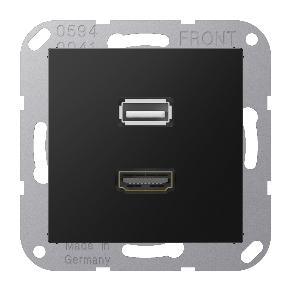 JUNG HDMI-Steckdose UP 2data 1HDMI A M 1163 SWM gra-sw
