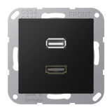 JUNG HDMI-Steckdose UP 2data 1HDMI A M 1163 SWM gra-sw