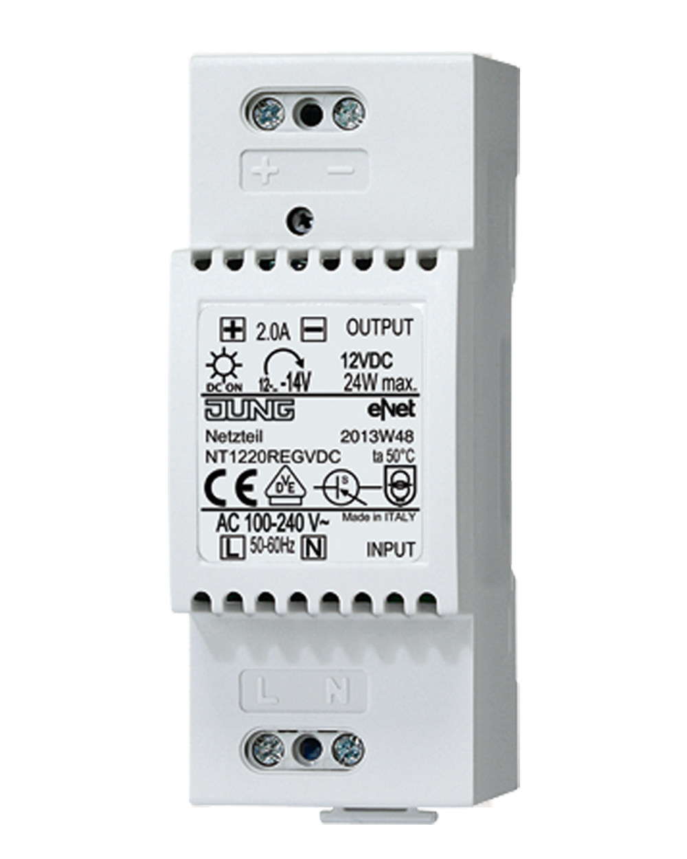 JUNG Gleichstromversorgung REG 12V 24W eNet NT 1220 REG VDC 100-240VAC 2A 2TE