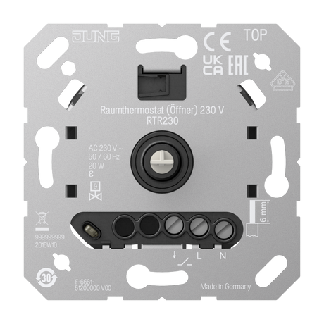 JUNG Raumthermostat 230V Öffner IP20 RTR 230 Widerstandssensor