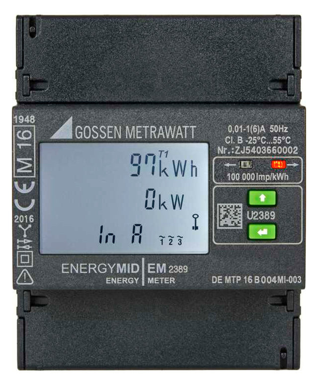 GOSSEN-METRA Messwandlerzähler B 5A digi EM2389, MID, kWh, 4-L, 1(6)A RTU Modbus
