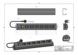 BACHMANN Steckdosenleiste 6f gr 2m 90° 300.003 m.Ein/Aus IP20 1,5qmm