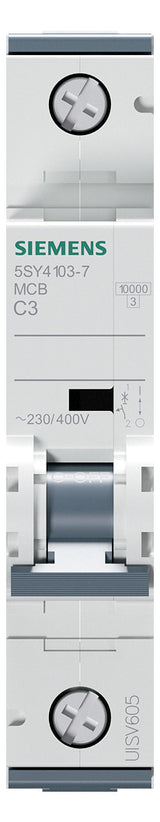 SIEMENS Leitungsschutzschalter UC C 3A 5SY4103-7 1p 400V 1TE 50Hz IP20