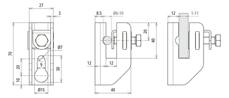 DEHN SE Leitungshalter Blitzsch 6-10 M8 FRH 11 6.10 WA15 B7 STTZN m.Schraubsch