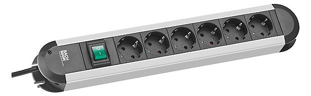 BACHMANN Steckdosenleiste 6f sw 2m 35° PRIMO 330.071 m.Ein/Aus IP20 1,5qmm