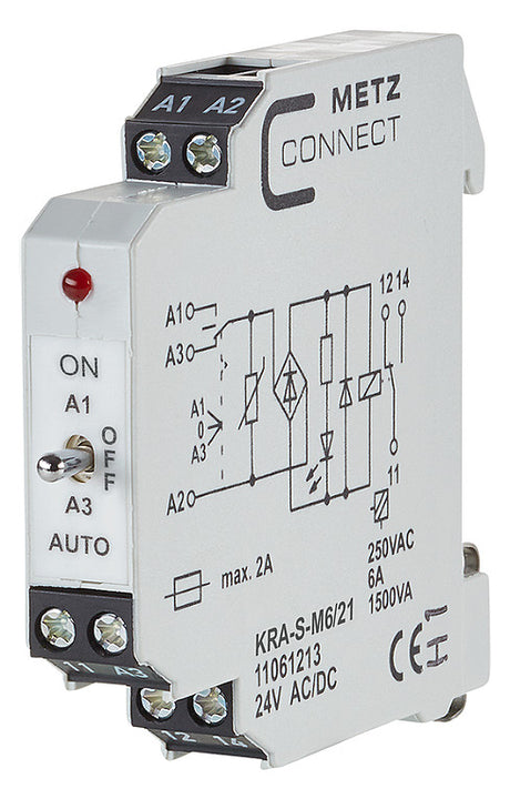 METZ CONNECT Schaltrelais 24V/AC 1W IP20 11061213 11,2x61,3x60mm Schraub