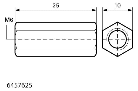 Walraven Gewindemuffe V2A 6x6x25 M6 x 25 mm | 6457625