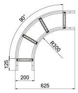 BETTERMANN Bogen Kabelleiter horiz 90° LB 90 620 R3 FS 60x200mm o.Verb R=300mm