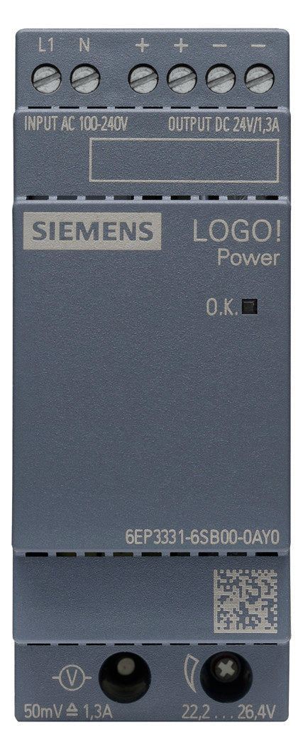 SIEMENS Gleichstromversorgung REG 24V LOGO! 6EP3331-6SB00-0AY0 31,2W 1,3A 2TE