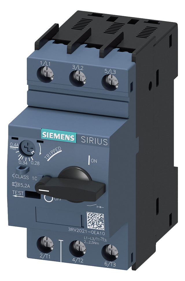 SIEMENS Motorschutzschalter 3p 0,28-0,4A 3RV2021-0EA10 0,4A/Iu 690V Einb IP20