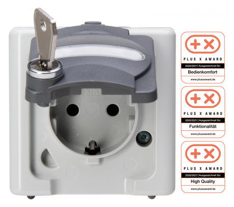 KOPP Steckdose 1f gr mt AP Klappd abschl BLUEELECTRIC 103656005 IP44 BSF
