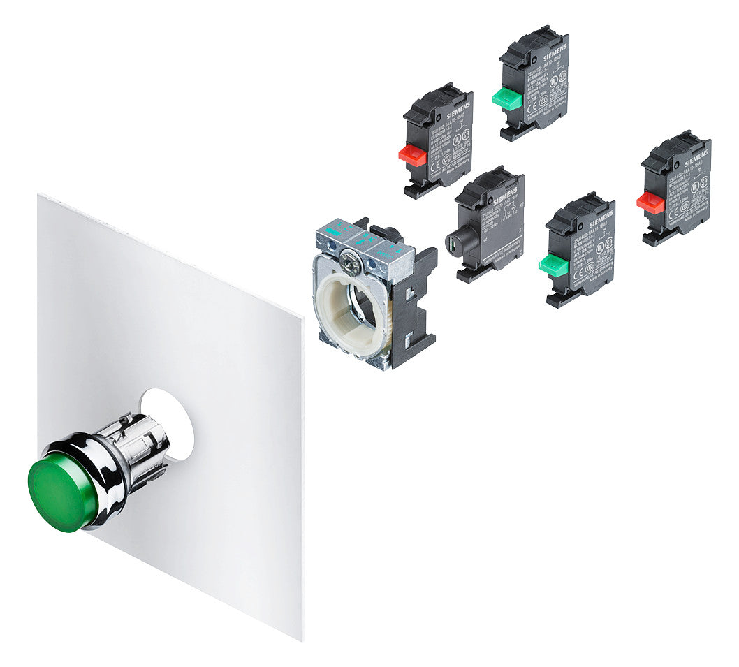 SIEMENS Drucktaster Front 1f ws bel.b 3SU1001-0AB60-0AA0  22mm rnd IP68