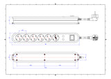 BACHMANN Steckdosenleiste 6f ws 1,5m 35° 381.2501K m.Ein/Aus IP20 ÜSS 1,5qmm