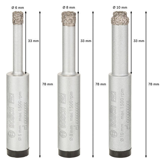 BOSCH-EW Bohrerset 3tlg  6-10mm 3xStein 2608587145 Box