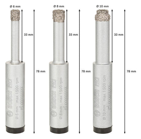 BOSCH-EW Bohrerset 3tlg  6-10mm 3xStein 2608587145 Box