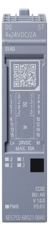 SIEMENS Digital I/O-Modul DC 19,2-28,8V 6ES7132-6BD21-0BA0 4Ausg 19,2-28,8V
